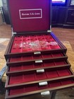 Wooden Coin Collection Storage Case Box Holds 100 5 Drawers 