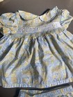 Vintage 1980   s Rose Cottage Blue    Yellow Prarie Baby Girl Dress Size 3-6 M