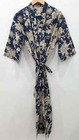 Indian Floral Printed 100  Cotton Robe Long Kimono Sleepwear Night Kimono Dress