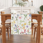 Linen Watercolor Flowers Spring Table Runner 72 Inches Long Spring Summer Easter