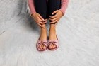 Pink Women Ladies Velvet Slide Open Toe Memory Foam Slippers House Indoor Shoes