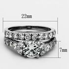 2 50 Ct Round Cut Cz Silver Stainless Steel Wedding Ring Set Women s Size 5-10