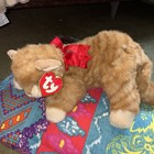 Ty Classic Al E  Kat The Realistic Orange Ginger Kitty Cat Plush Red Bow 1995