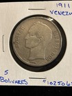 1911 Venezuela 5 Bolivares Silver Circulated    1025065   