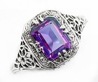 1ct Heat Treated Alexandrite 925 Sterling Silver Edwardian Style Ring Sz 6 Az2