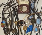 Vintage Lot Of 14 Metal Bolo Ties  Nice Different Designs  Wolf  Bull  Stones