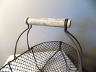 Vintage Metal Wire Egg Basket Wood Handle Gathering Farm Country Kitchen Rustic