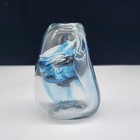 Signed Handblown Glass Paperweight Vase Swirling Blue Brutalist Design 5 5 