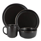 Leo 16-piece Stoneware Dinnerware Set In Black