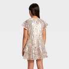 Girls  Short Sleeve Sequin Dress - Cat   Jack Gold M