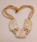 Vintage Lee Sands Inlaid Mother Of Pearl And Wood Necklace
