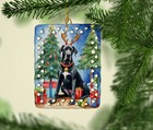 Black Great Dane Christmas Reindeer Porcelain Ornament Dac7794co2