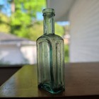 Antique Pontil Era 1860s 4  Tall Slick Aqua Medicine Bottle Crude Aqua Panels