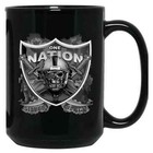 Las Vegas Raiders One Nation Silver   Black 15 Oz Black Ceramic Coffee Mug Cup