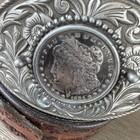 Antique 1884 Silver Morgan Dollar Coin Buckle With Western Belt