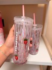 Starbucks Pink Vibes Strawberry Glass Cold Cup 16oz New Collection Cute Gift Mug