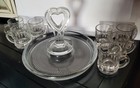 Vintage Clear Mini Beer Mug Shot Glasses   Glass Holder - Set Of 7 Mugs 