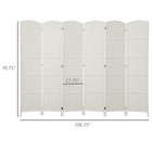 6 Weave Panel Room Divider Privacy Folding Screen Diamond Decor  White