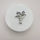 Vtg Y2k Silver Tone Blue Rhinestone Floral Bouquet Brooch Pin Women s Jewelry