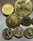 Antique Vintage Lot Of 12 Pictorial Objects Brass Metal Buttons  z6 