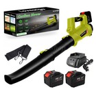 Cordless Leaf Blower 680cfm 280mph   6 Speed Levels Electric W 2 Batteries 6 0ah