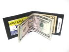 Bifold Money Clip Wallet Id Credit Card Money Holder Black Genuine Leather Men 