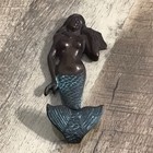 Vintage 6  Cast Metal Mermaid Neptune Siren Wall Coat Robe Towel Hook Patina