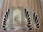 Vintage  80s Black   Gold Art Deco Style Placemats-set Of 8