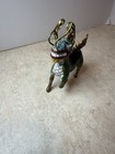 Vintage Chinese Cloisonne Qilin Foo Dog Figurine Enamel Brass Kirin Guardian 3 
