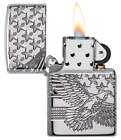 Zippo 49027 Armor Lighter With Eagle   Flag Design  4 Sides Engraved  New In Box