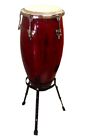 Zenison 12  Conga Drum With Stand Latin Percussion Tumba - Red Wine Wood