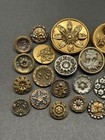 Antique Vintage Lot Of 32 Metal brass Flower floral Buttons  q8 