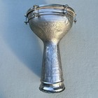 Hand-engraved Nickel-plated Brass Darbuka Doumbek 10    Head 15    1960s Vtg Arabic