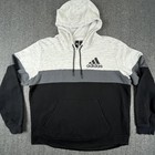Adidas Hoodie Mens Xl Gray Black Colorblock Pullover Fleece Sweatshirt Fk2834