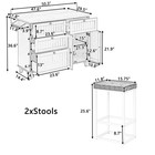 Cabinet Dining Table Set Kitchen Island Set With Drop Leaf And 2 Seatings 