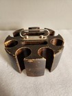 Vintage Wood Poker Chip Holder Caddy With Metal Handle     Holds 2 Decks