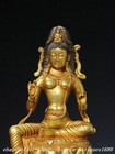 11 4  Old  Tibet Buddhism Bronze Gilt Green Tara Guan Yin Goddess Buddha Statue
