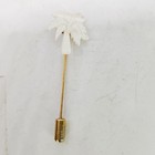 Vintage Mother Of Pearl Carved Palm Tree Stick Hatpin Brooch Goldtone Victorian