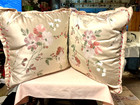 Pair Of Croscill Floral Design Pillows With Banded Edges 18 square