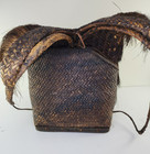 Vintage Antique South East Asia Bamboo Weave Woven Basket Bag Hunting Backpack
