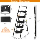 4 Step Ladder Tool Tray Folding Step Stool W Wide Non-slip Pedal Handgrip Black