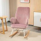 Accent Rocking Chair Upholstered Nursery Glider Rocker For Living Room  Pink