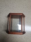 Vintage Hexagon Tabletop Display Case Dome Wood   Glass Curio Traditional 6 