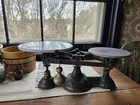Antique Green Cast Iron Scale With Flat Trays  Vintage Henry Troemner Balance