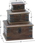 Vintage Storage Trunk Rustic Wood Box Antique Pirate Treasure Chest W Hinged Lid