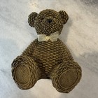 Wicker Look Brown Resin Sitting Teddy Bear Figure Decor Nursery Baby Room