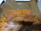 Vtg Wooden Sewing Thread Spool Holder Folk Art Gazelle 21 Pegs With Box 1930s40s