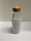 Glass Water Bottle 18oz With Bamboo Lid   Silicone Sleeve Bpa-free Leakproof