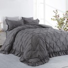 Oversized King Comforter Set - Ultra Soft Pinch Pleat Bedding  Down Alternative 