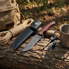 Vintage Damascus Pattern Knife - 5cr Steel Material  Rosewood Handle